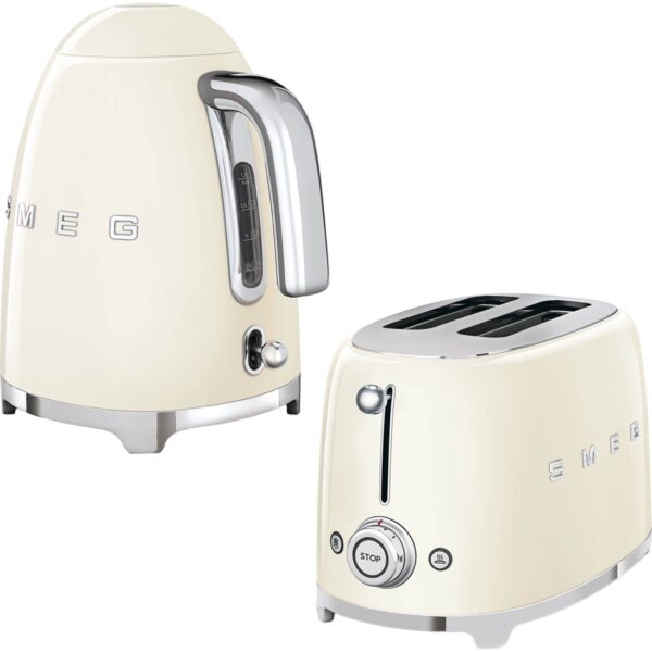 Smeg Krem Kettle ve 1x2 Ekmek Kızartma Makinesi Seti