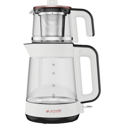Arçelik 1900W, 2000ML, Çift Cam Beyaz Çay Makinesi
