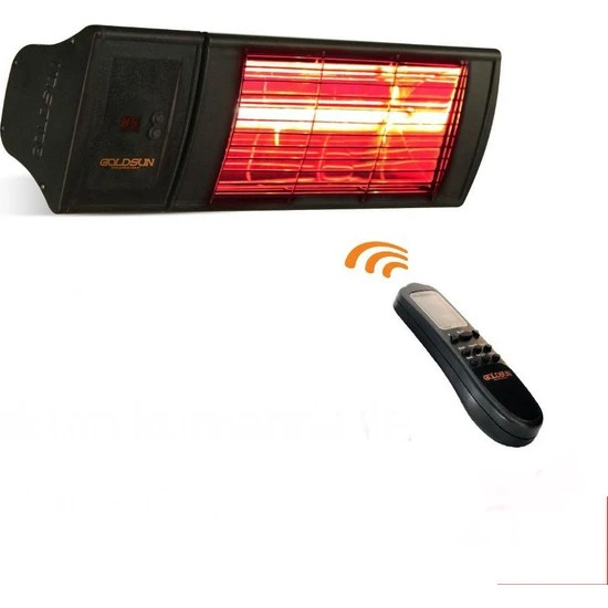 Goldsun Supra Plus 2000 W Kumandalı Kademeli Suya Dayanıklı Elektrikli Siyah Renkli Dış Ortam Isıtıcısı