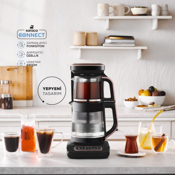 Karaca Robotea Pro Connect 4 in 1 Konuşan Cam Çay Makinesi Rosegold