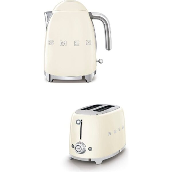 Smeg Krem Kettle ve 2x1 Ekmek Kızartma Makinesi SETI-KLF03-TSF01CREU