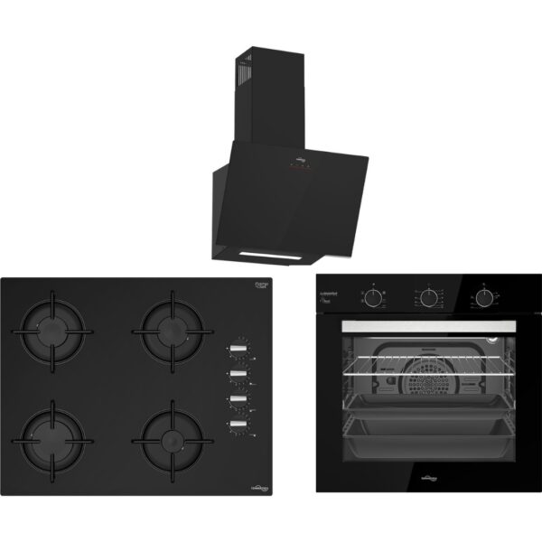 Tommatech TT100 Siyah Ankastre Set TDE6005BG Davlumbaz + TAO6001BG Ocak + TAF6006BSM Fırın