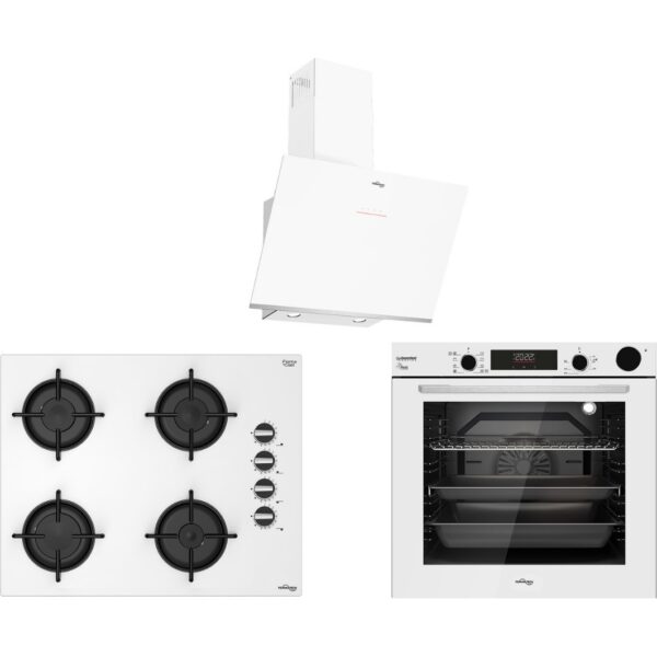 Tommatech TT300 Beyaz Ankastre Set TDE6004WG Davlumbaz + TAO6001WG Ocak + TAF6004WSP Fırın