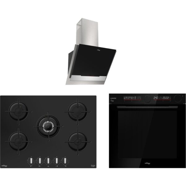 Tommatech TT500 Siyah Gri Ankastre Set TDE6002BGI Davlumbaz + TAO7001BG Ocak + TAF6001BS Fırın