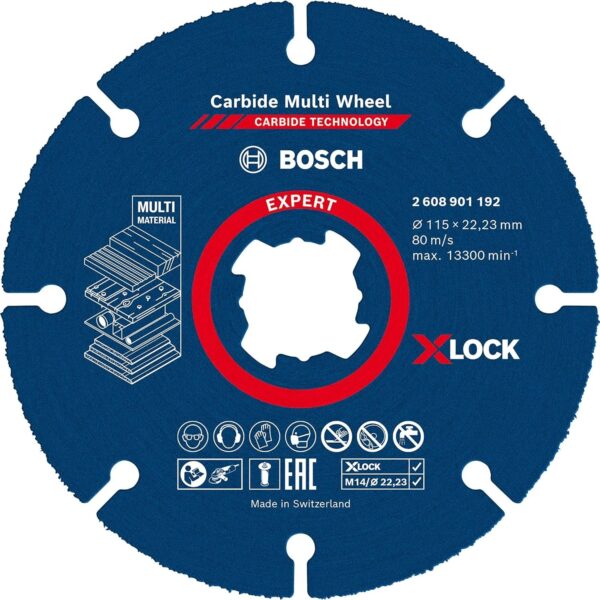 Professional 1x Expert Carbide Multi Wheel X-Lock Kesici Diskler (Sert Ahşap, Çivili Ahşap, Plastik, Alçıpan Panel, Ø 115 Mm, Aksesuar Küçük Avuç Taşlama Makinesi)